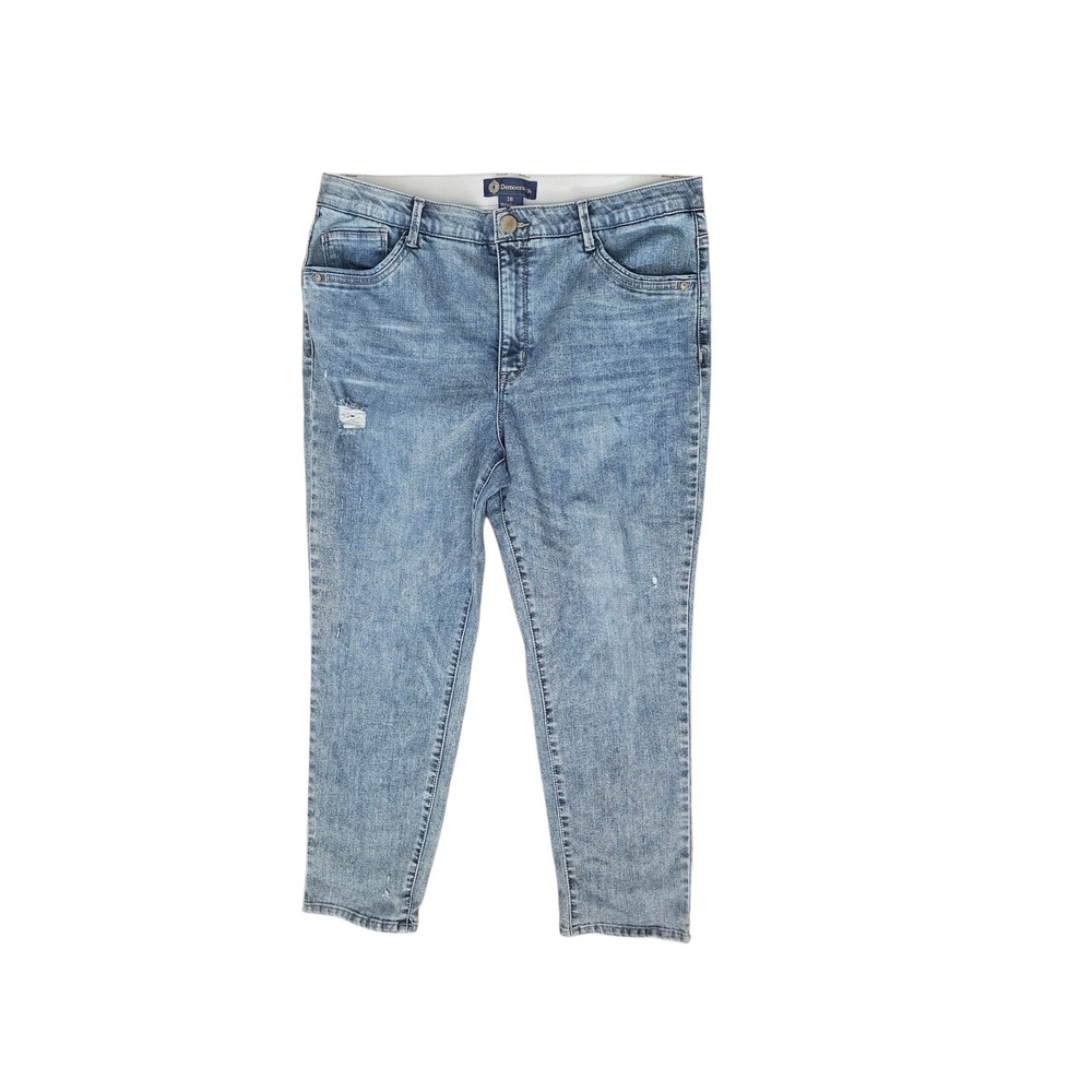 Democracy Ab Solution High Rise Skinny Jeans Light Wash Blue Distressed Size 16